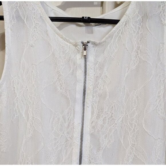 H & M Divided White Lace Party cocktail exposed zipper size S sleeveless  mini - Picture 4 of 7